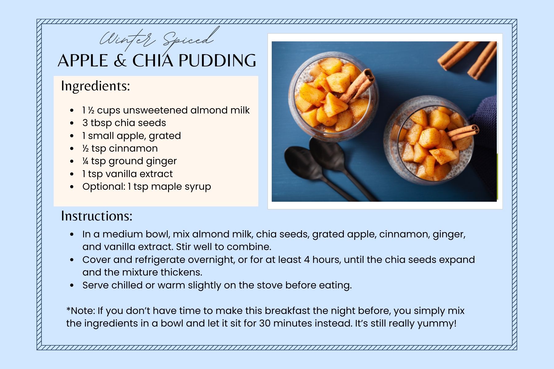Winter spiced appled & chia pudding